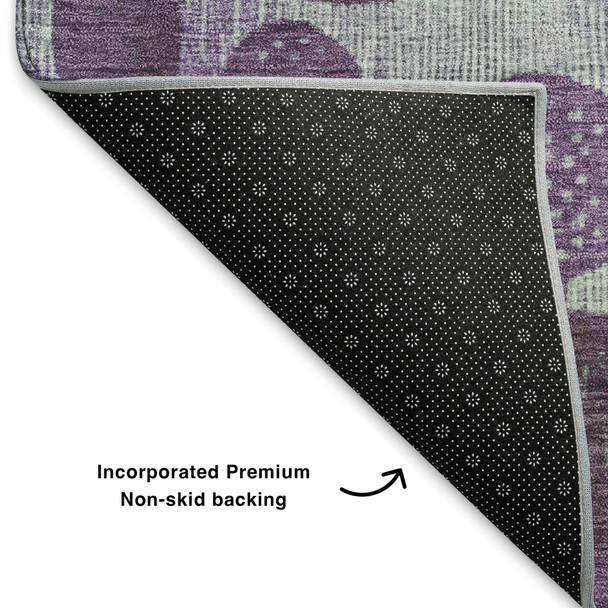 3' X 5' Purple And Green Geometric Washable Area Rug With UV Protection