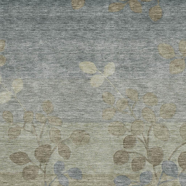 3' X 5' Khaki And Gray Floral Washable Area Rug With UV Protection