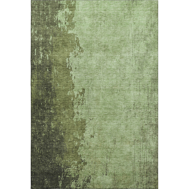 10' X 14' Artichoke Green And Beige Abstract Washable Area Rug With UV Protection