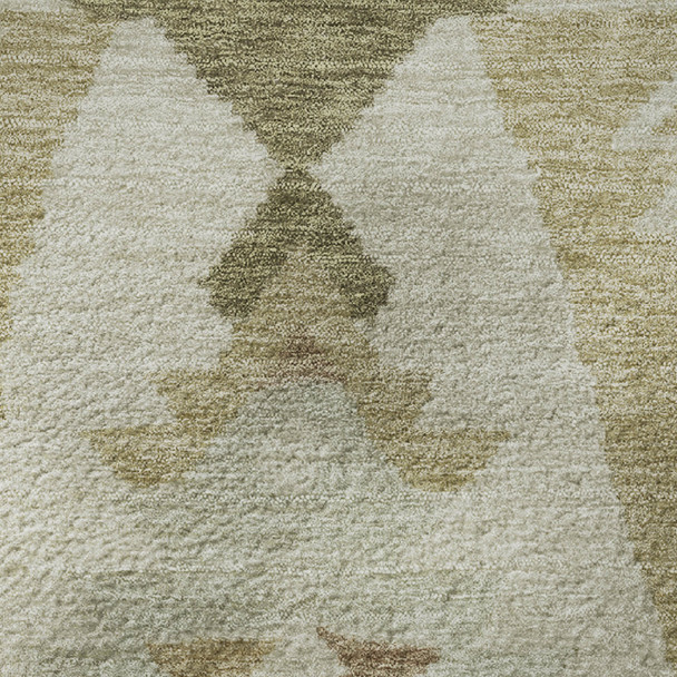 10' X 14' Linen Ivory And Khaki Tribal Washable Area Rug With UV Protection