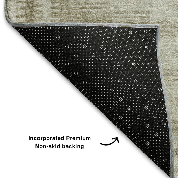 8' X 10' Khaki And Beige Geometric Washable Area Rug With UV Protection