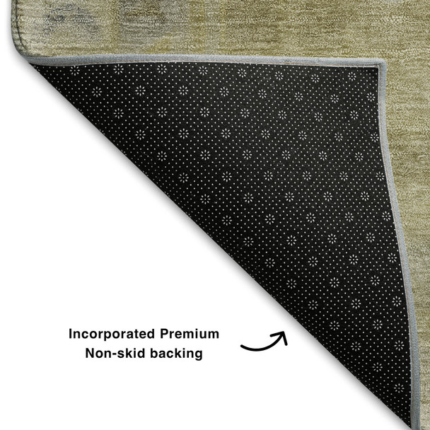 3' X 5' Gold And Gray Medallion Washable Area Rug With UV Protection