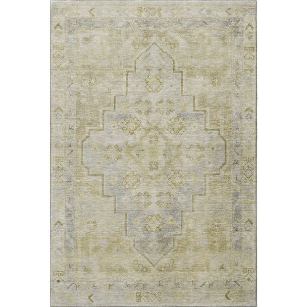 10' X 14' Gold And Gray Medallion Washable Area Rug With UV Protection
