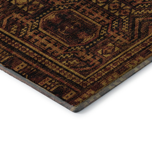 10' X 14' Rust And Black Geometric Washable Area Rug With UV Protection