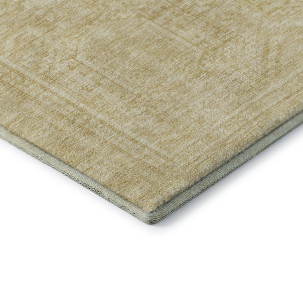10' X 14' Wheat And Beige Geometric Washable Area Rug With UV Protection