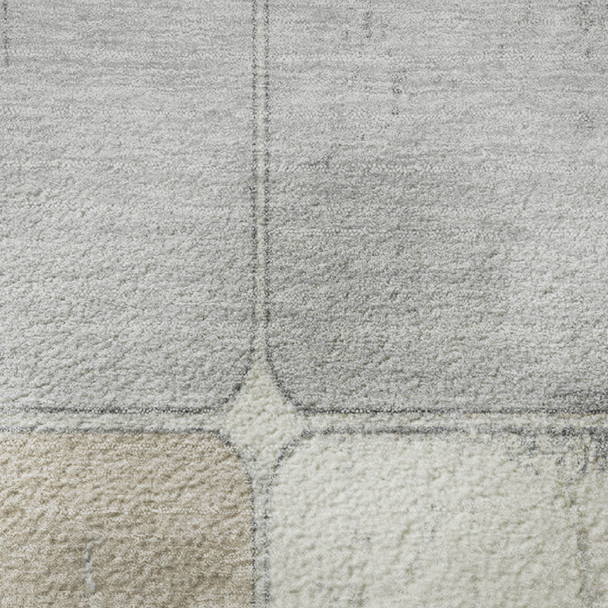 10' X 14' Beige Gray And Silver Geometric Washable Area Rug With UV Protection