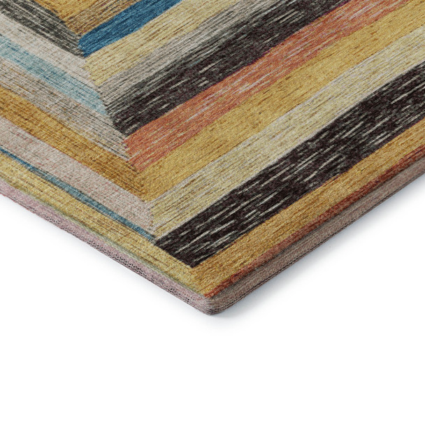 3' X 5' Amber Pink And Teal Geometric Washable Area Rug With UV Protection