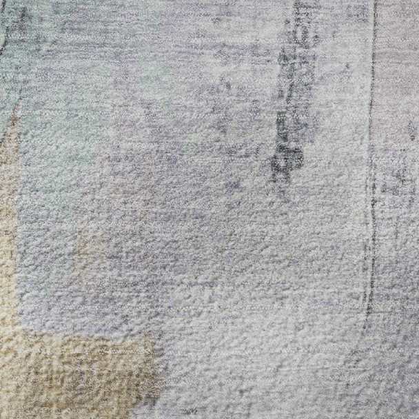 10' X 14' Lavender Gold And Charcoal Abstract Washable Area Rug With UV Protection