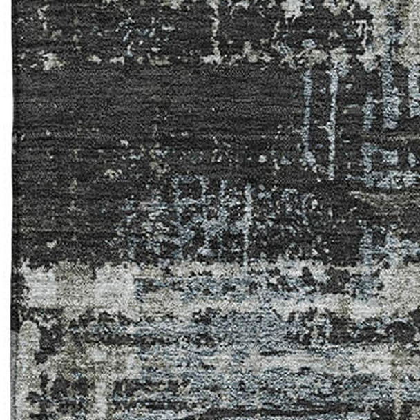 3' X 5' Charcoal Gray And Taupe Geometric Washable Area Rug With UV Protection