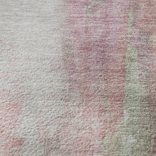 10' X 14' Blush Green And Gray Abstract Washable Area Rug With UV Protection