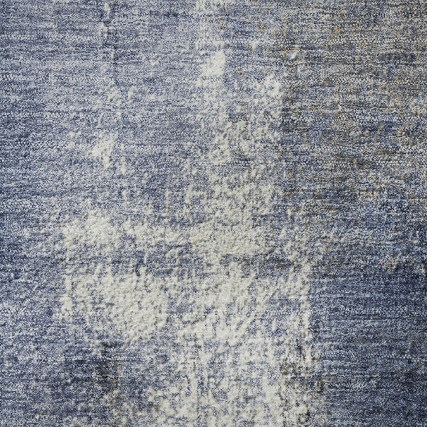 10' X 14' Navy Blue Charcoal And Ivory Abstract Washable Area Rug With UV Protection