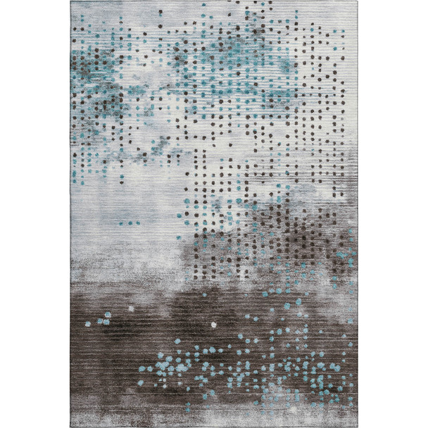 8' X 10' Teal And Chocolate Geometric Washable Area Rug With UV Protection