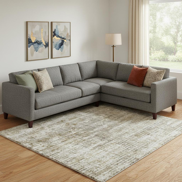10' X 14' Khaki And Beige Geometric Washable Area Rug With UV Protection
