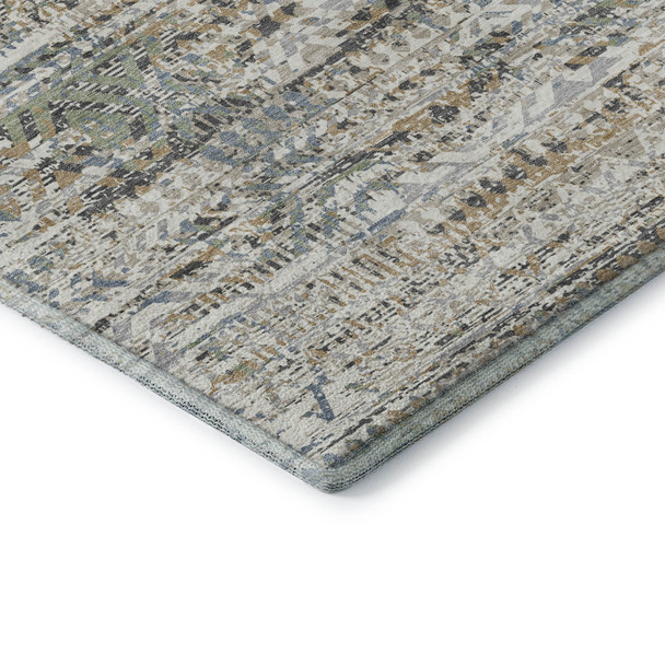 9' X 12' Ivory Beige And Charcoal Moroccan Washable Area Rug With UV Protection