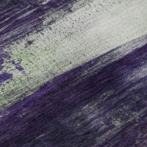 3' X 5' Purple And Lime Green Abstract Washable Area Rug With UV Protection
