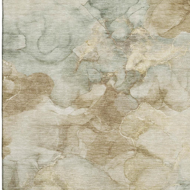 10' X 14' Beige And Ivory Abstract Washable Area Rug With UV Protection
