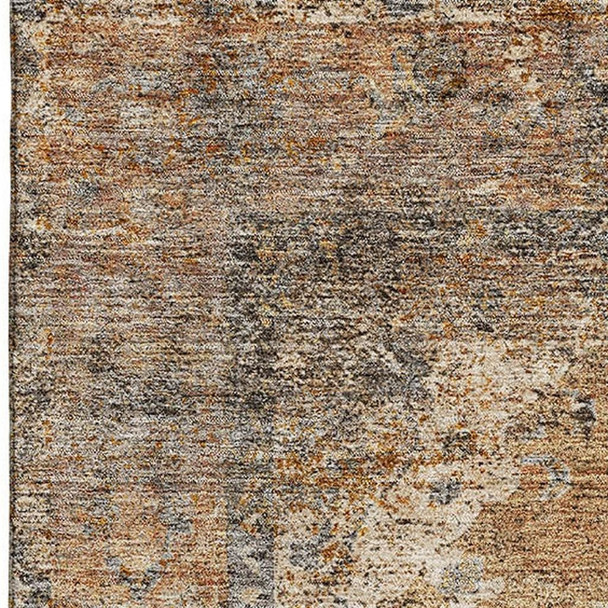 10' X 14' Copper And Brown Medallion Washable Area Rug With UV Protection