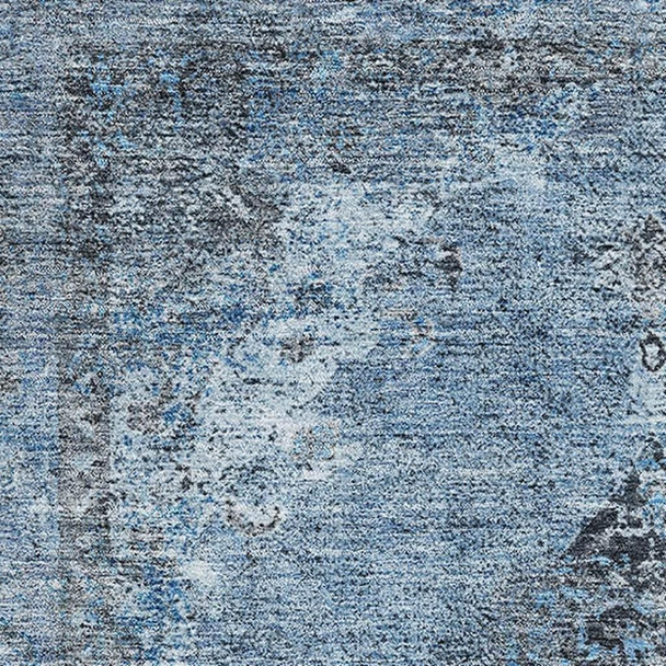 3' X 5' Denim Blue And Gray Medallion Washable Area Rug With UV Protection
