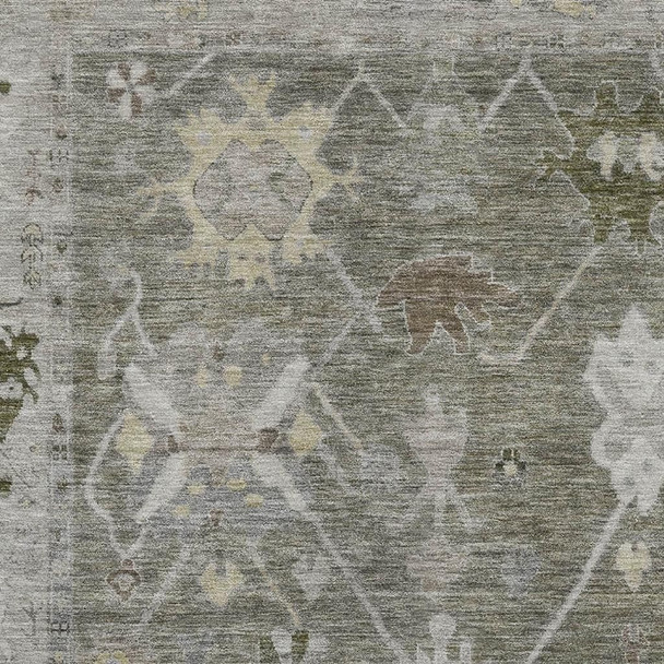 8' X 10' Pewter And Gray Oriental Washable Area Rug With UV Protection