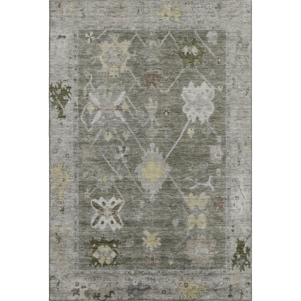 10' X 14' Pewter And Gray Oriental Washable Area Rug With UV Protection