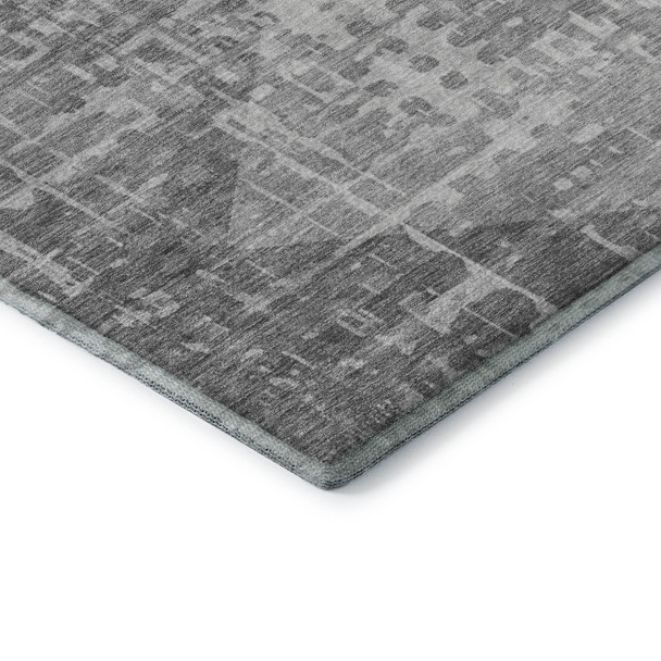 9' X 12' Gray And Silver Geometric Washable Area Rug With UV Protection