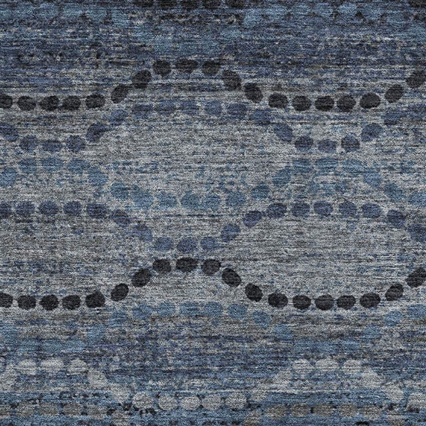 10' X 14' Navy Blue And Gray Abstract Geometric Washable Area Rug With UV Protection