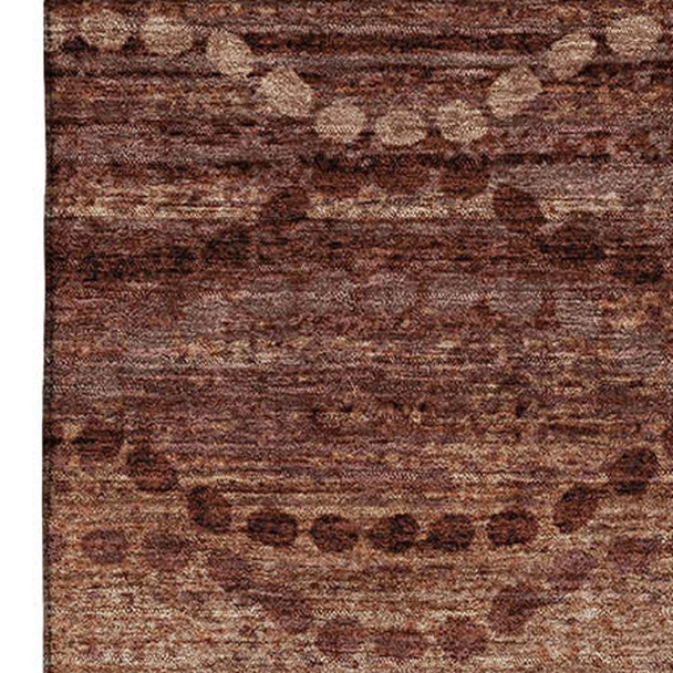 3' X 5' Rust And Copper Abstract Geometric Washable Area Rug With UV Protection