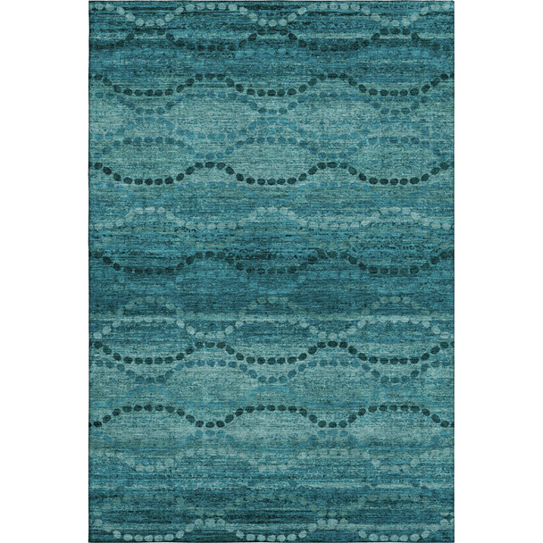 9' X 12' Turquoise And Aqua Abstract Geometric Washable Area Rug With UV Protection
