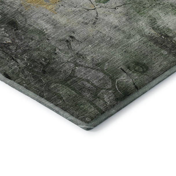 3' X 5' Pewter And Charcoal Abstract Washable Area Rug With UV Protection