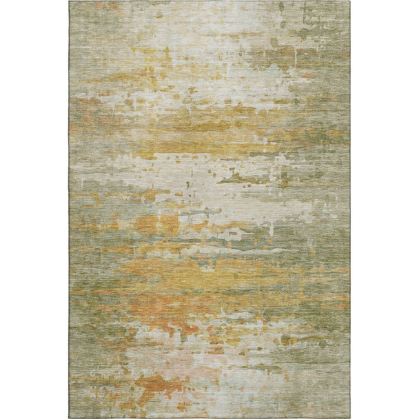 3' X 5' Sage And Ivory Abstract Washable Area Rug With UV Protection