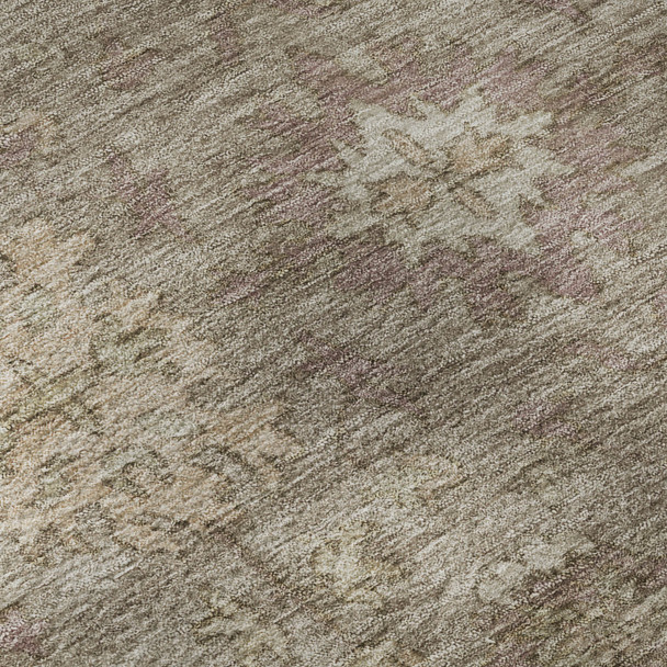 10' X 14' Khaki And Beige Oriental Washable Area Rug With UV Protection