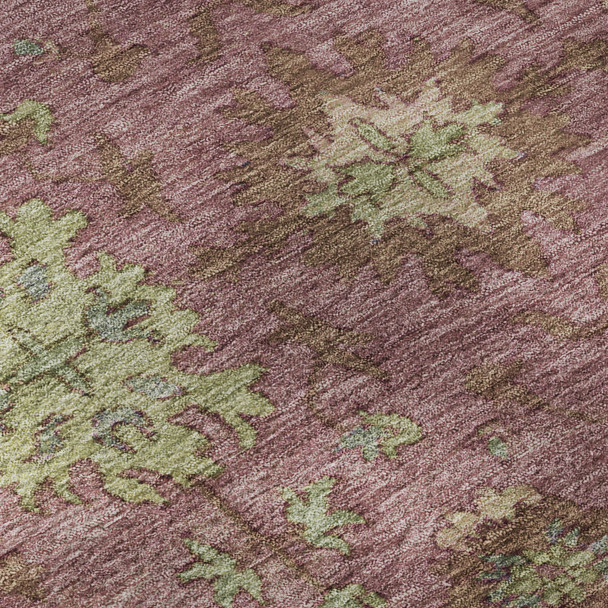 9' X 12' Pink And Beige Oriental Washable Area Rug With UV Protection