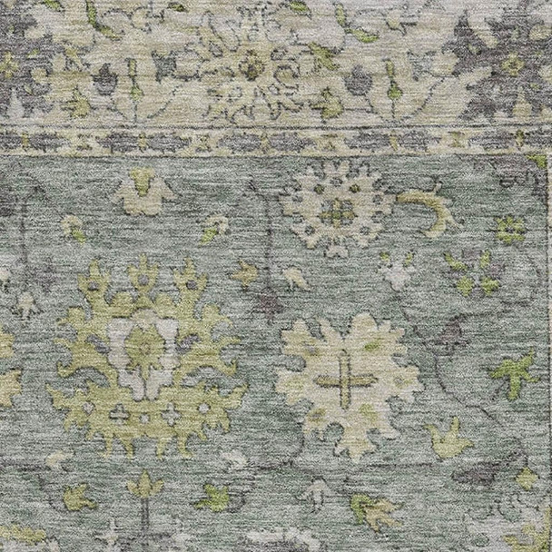 10' X 14' Sage And Gray Oriental Washable Area Rug With UV Protection
