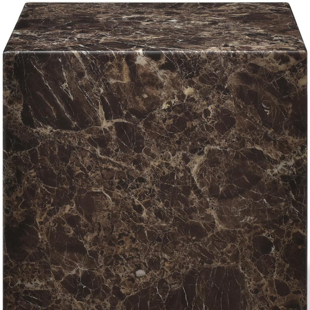 20" Brown Marble Square Block End Table