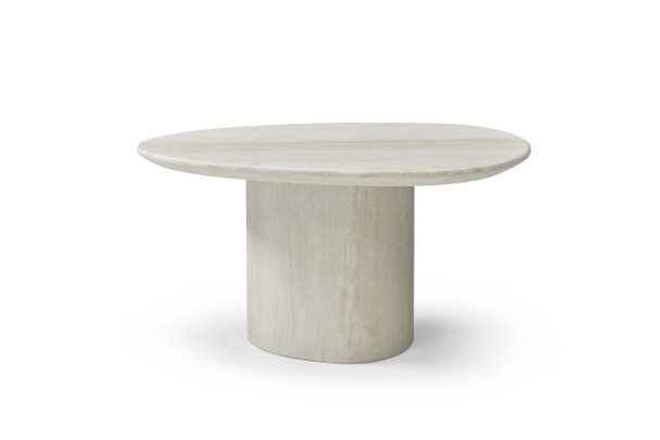 17" Beige Marble Oval Pedestal End Table