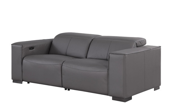Two Piece Dark Gray Genuine Leather Five Person Seating Set