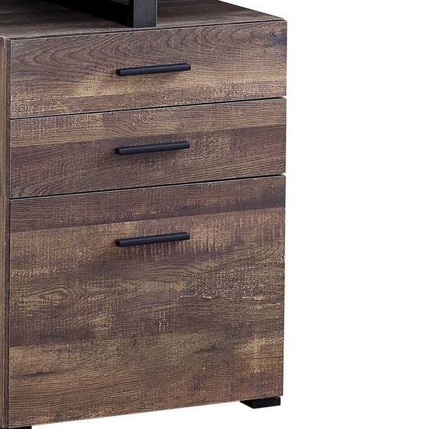 47" Brown and Black Computer Desk With Three Drawers