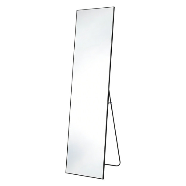 59" Black Aluminum Freestanding And Wall Mounted Framed Full Length Mirror