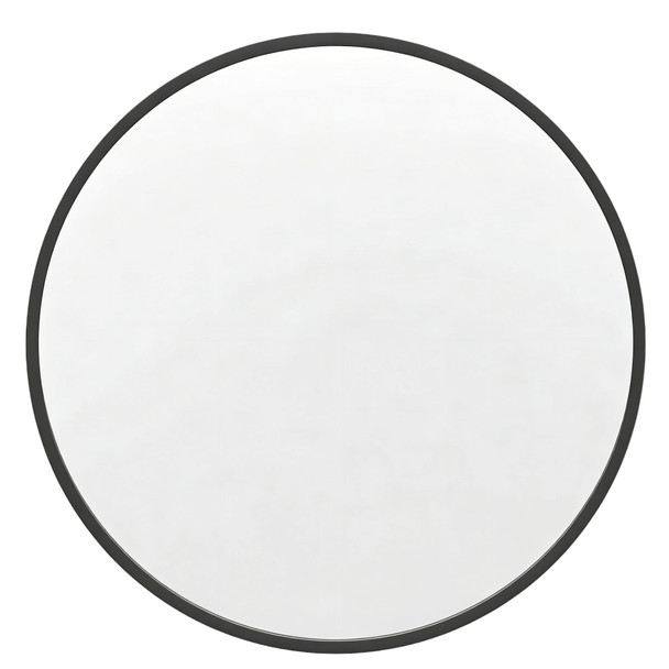 24" Black Aluminum Round Framed Accent Mirror
