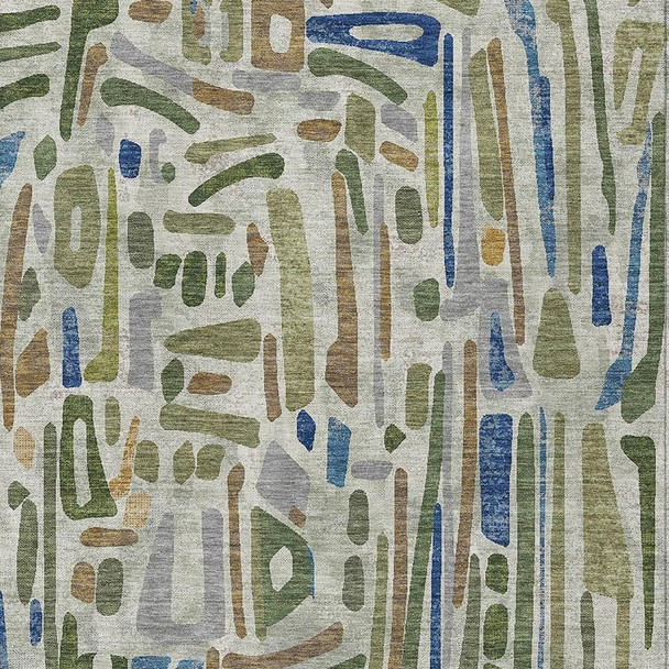 10' X 14' Green And Copper Abstract Washable Indoor Outdoor Area Rug