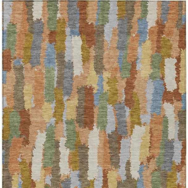 8' X 10' Copper And Chocolate Striped Washable Indoor Outdoor Area Rug