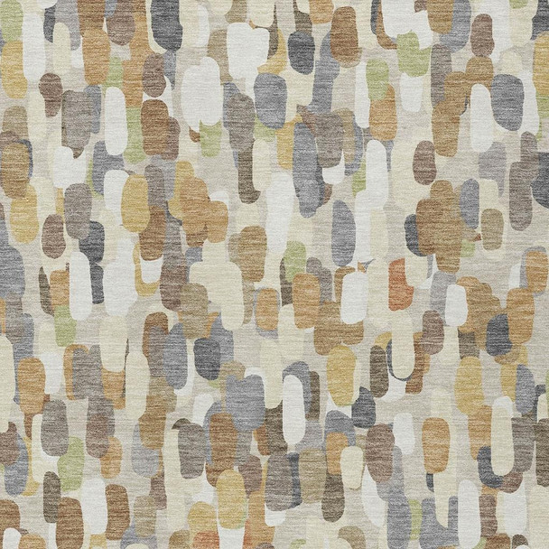 9' X 12' Beige And Taupe Abstract Washable Indoor Outdoor Area Rug