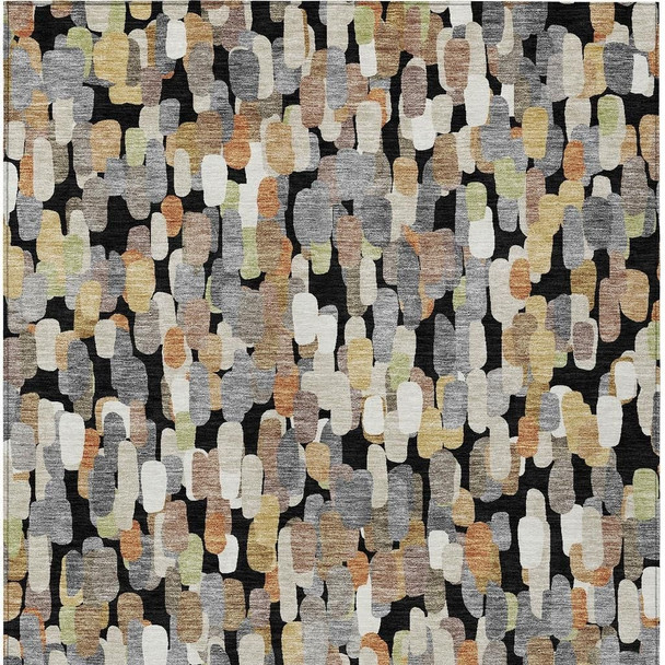 10' X 14' Black And Beige Abstract Washable Indoor Outdoor Area Rug