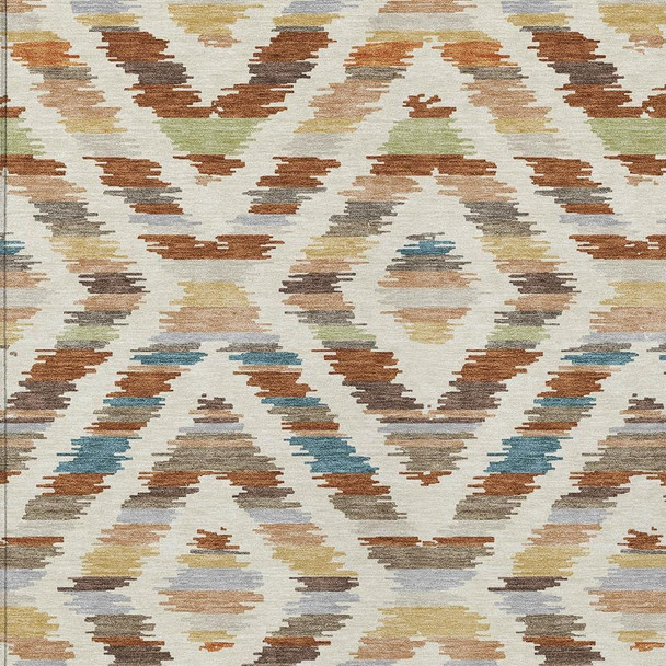 5' X 8' Orange And Beige Tribal Washable Indoor Outdoor Area Rug