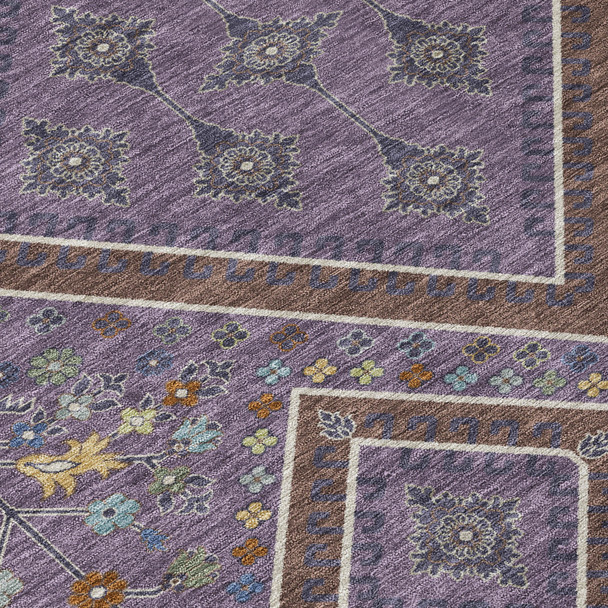 10' X 14' Plum And Eggplant Medallion Washable Indoor Outdoor Area Rug