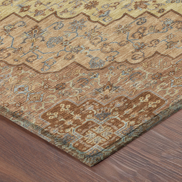 3' X 5' Copper And Gold Medallion Washable Indoor Outdoor Area Rug