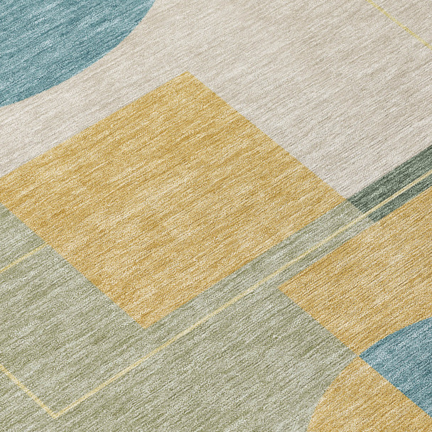8' X 10' Green And Sage Geometric Washable Indoor Outdoor Area Rug