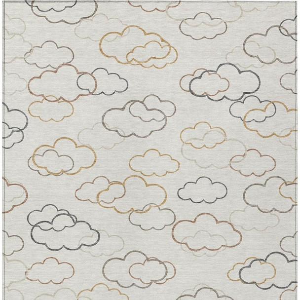 3' X 5' Linen And Wheat Abstract Washable Indoor Outdoor Area Rug
