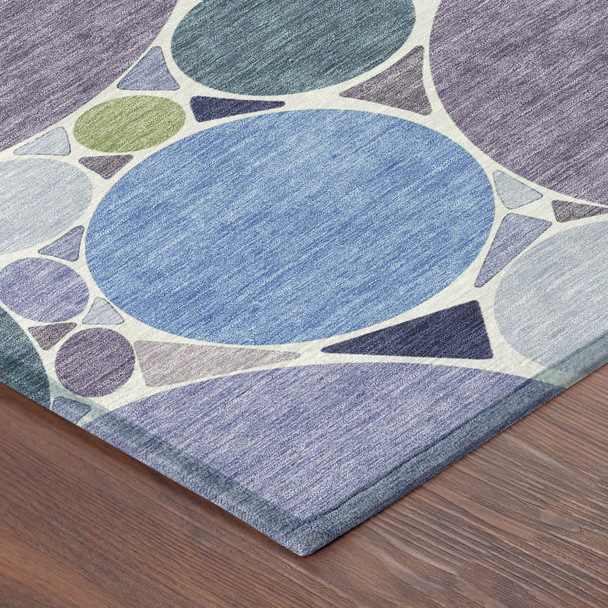9' X 12' Plum And Lavender Geometric Washable Indoor Outdoor Area Rug