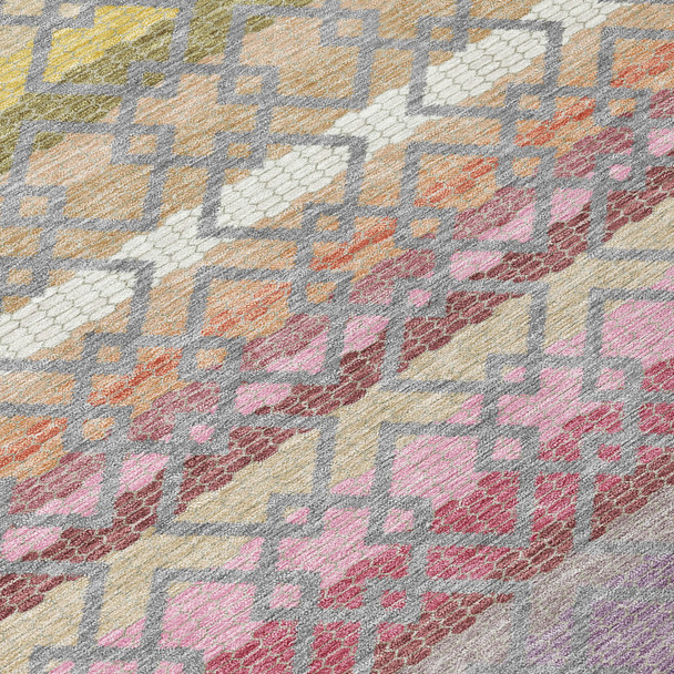 5' X 8' Gray And Chocolate Striped Washable Indoor Outdoor Area Rug